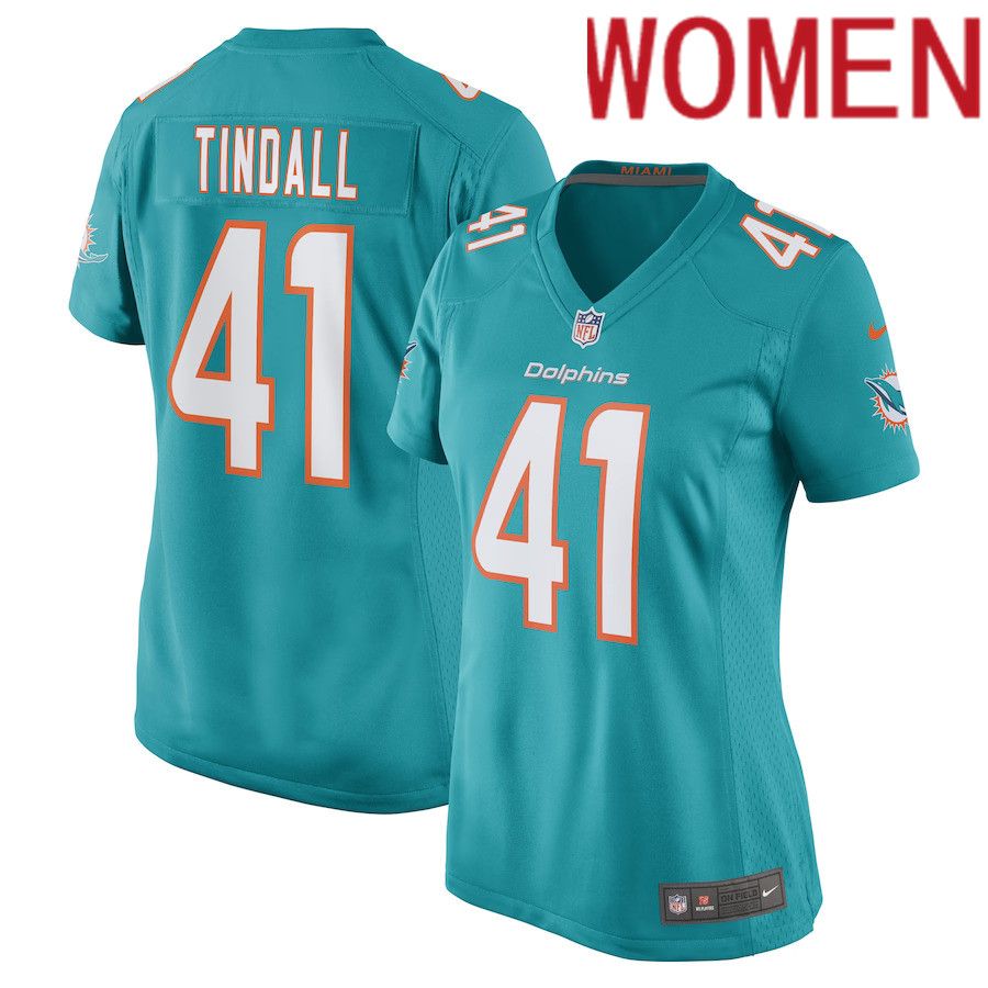 Women Miami Dolphins #41 Channing Tindall Nike Aqua Game Player NFL Jersey->women nfl jersey->Women Jersey